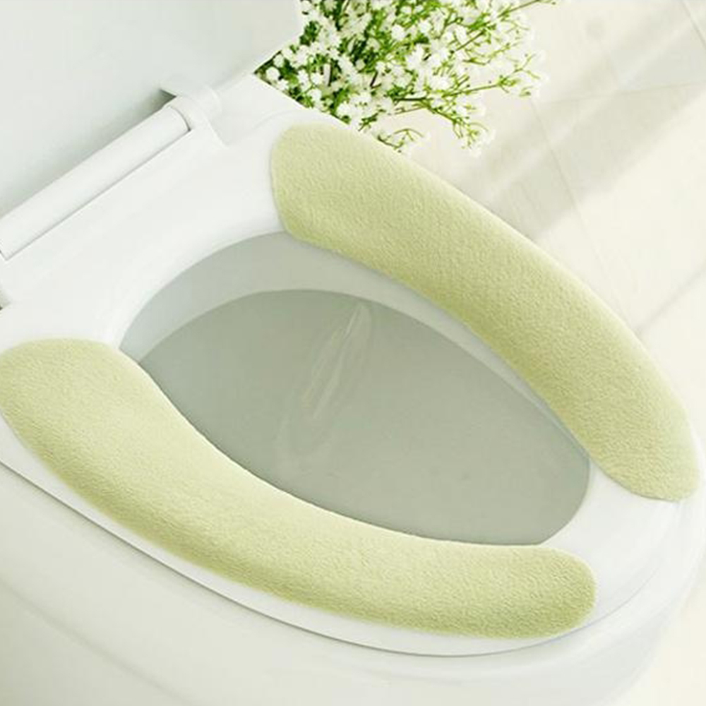 トイレシートカバー、バスルーム用ソフト厚手ウォーマー 洗えるファイバークロス付き トイレシートカバーパッド 取り付けとクリーニングが簡単